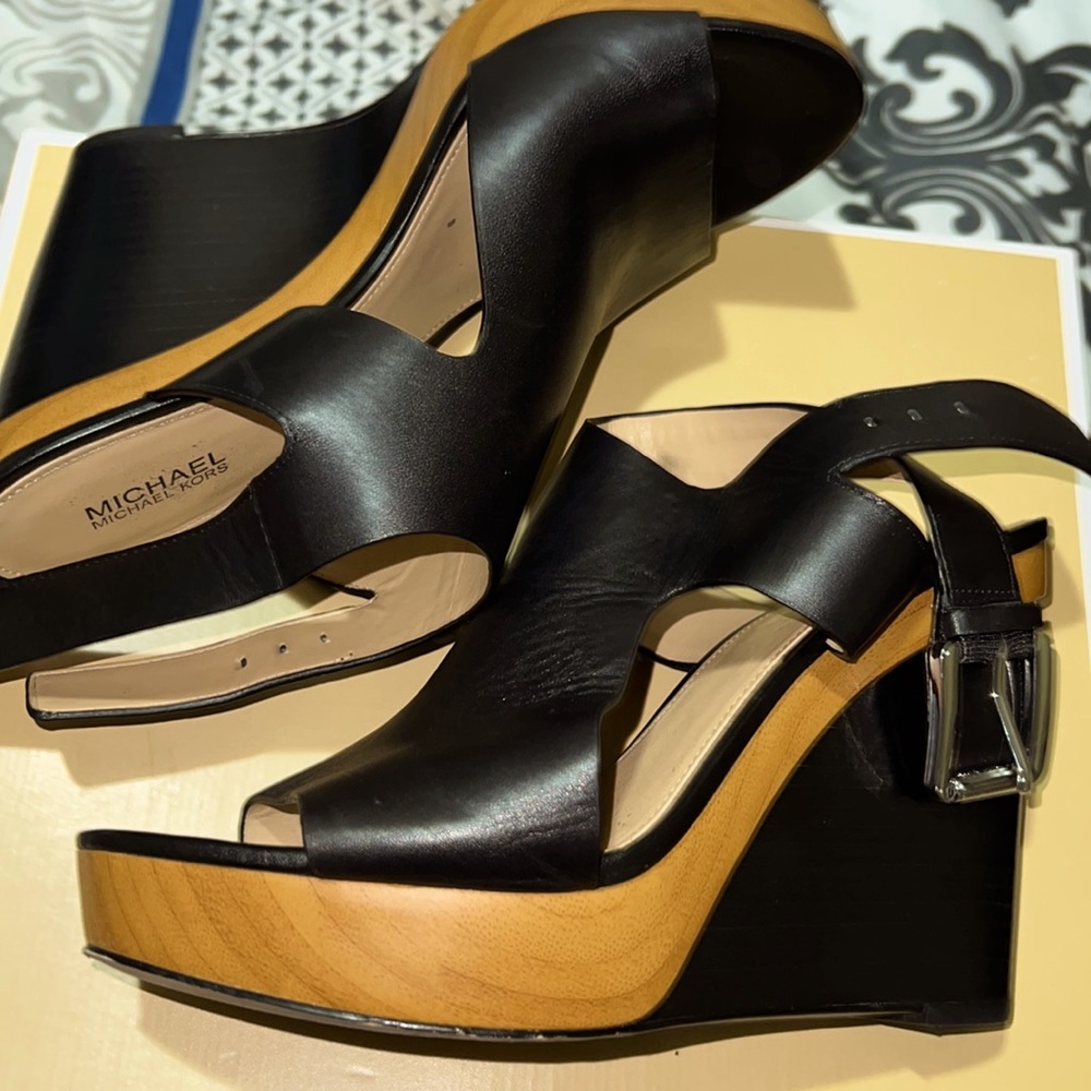 Michael Kors Josephine black wedges size 7.5